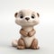 Cute Otter 3d Clay Render On White Background