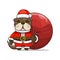cute otter and beaver wearing santa costume and carrying santa bundle bag, animal mascot in christmas costume