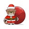 cute otter or beaver wearing santa costume and carrying santa bundle bag, animal mascot in christmas costume