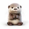 Cute Otter Cartoon Image With Realistic Rendering And Religious Symbolism