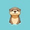 Cute Otter Cartoon Vector Illustration On Blue Background