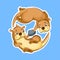 Cute Otter Couple Cartoon Characters In Sticker Style Premium Vector Graphic