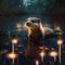 Cute otter in a magic lake