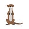 Cute otter sitting, funny animal character front view vector Illustration on a white background