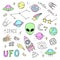 Cute outer space vector objects and writings