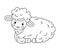 Cute outline doodle sheep lies. Hand drawn elements