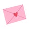 Cute ove letter,pink envelop with heart.Vector hand drawn cartoon