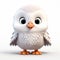Cute Owl 3d Model Playful Cartoonish Animation On White Background