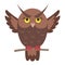 Cute Owl Cartoon Flat Vector Sticker or Icon