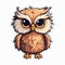 Cute Owl Cartoon Illustration With Small Orange Eyes