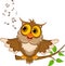 Cute owl cartoon singing