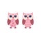 Cute owl colorful cartoon. Owlet in pink adorable funny illustration.