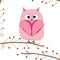 Cute owl hold heart greeting card