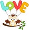 Cute Owl with Love Balloon