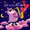 Cute owl saxophonist. Night sky