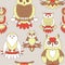 Cute owl seamless pattern.