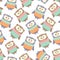 Cute owls in the winter clothes seamless pattern