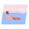 Cute pair of father and daughter spending time together - swimming in the pool. Happy fatherhood. Flat cartoon vector illustration