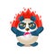 Cute Panda Activity Illustration With Humanized Cartoon Bear Character On Fire With Anger