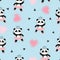 Cute panda ballerinas seamless pattern.