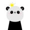 Cute panda bear face head icon. Kawaii animal. Golden crown. Cartoon funny baby character. Kids print for poster, t-shirt. Love.