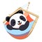 Cute panda bear in a hammock. Vector illustration. AI Generated