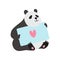 Cute Panda Bear Holding Greeting Card, Happy Lovely Animal Character Vector Illustration