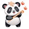 Cute panda bear playing the flute. Vector illustration. AI Generated