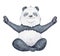 Cute Panda bear in yoga position  cartoon watercolor illustration animal