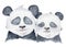Cute Panda bears couple in love cartoon watercolor illustration animal