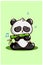 A cute panda blowing bamboo flute