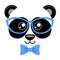 Cute panda with butterfly tie and glasses. Print with chinese bear for t-shirt