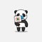 Cute panda carrying sign against virus