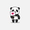 Cute panda carrying sign about love