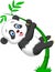 Cute panda cartoon climbing bamboo tree