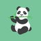 Cute Panda Character Eating Bamboo Illustration