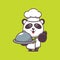 Cute panda chef with dish