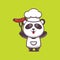Cute panda chef with sausage