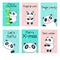 Cute panda Christmas cards vector template set