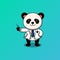 Cute panda doctor with syringe cartoon