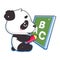 Cute panda drawing on school board with pencil kawaii cartoon vector character