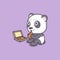 cute panda eating pizza