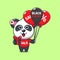 cute panda with gifts and balloons in black friday sale cartoon vector illustration.