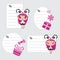 Cute panda girl, cupcake, and gift vector cartoon illustration for birthday gift tags design