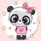 Cute Panda girl with pink bow