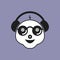 cute panda handset icon logo