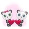 Cute Panda holds big heart. design for holiday greeting card and invitation wedding, birthday