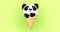 Cute panda ice cream poured with chocolate in a cone