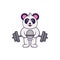Cute Panda lifts the barbell. Animal cartoon concept isolated. Can used for t-shirt, greeting card, invitation card or mascot.
