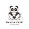 Cute panda logo inside a coffee cup